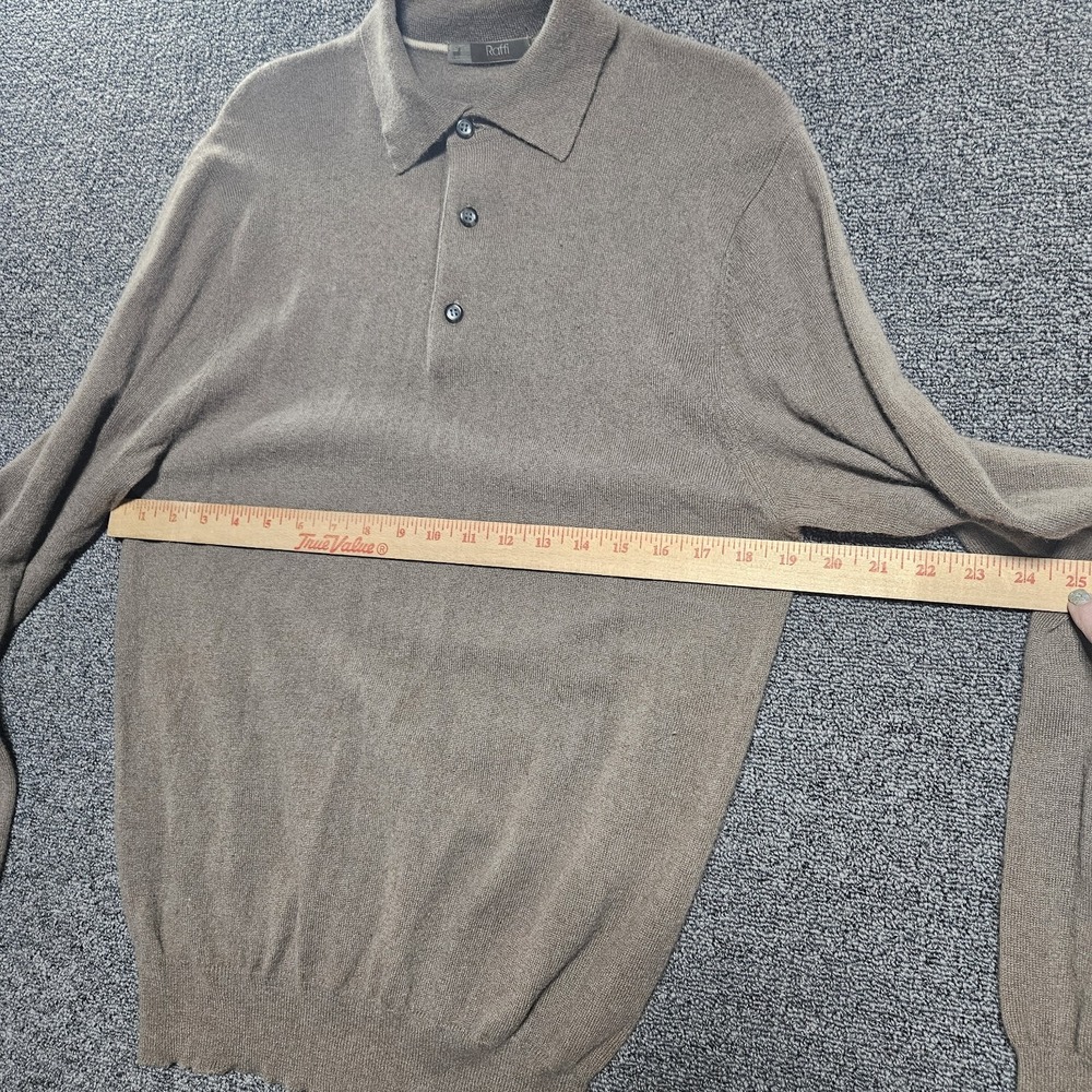 Raffi Cashmere Brown Buttoned Collared Polo Sweater Men's M 50 Luxury, Regency - Picture 4 of 10